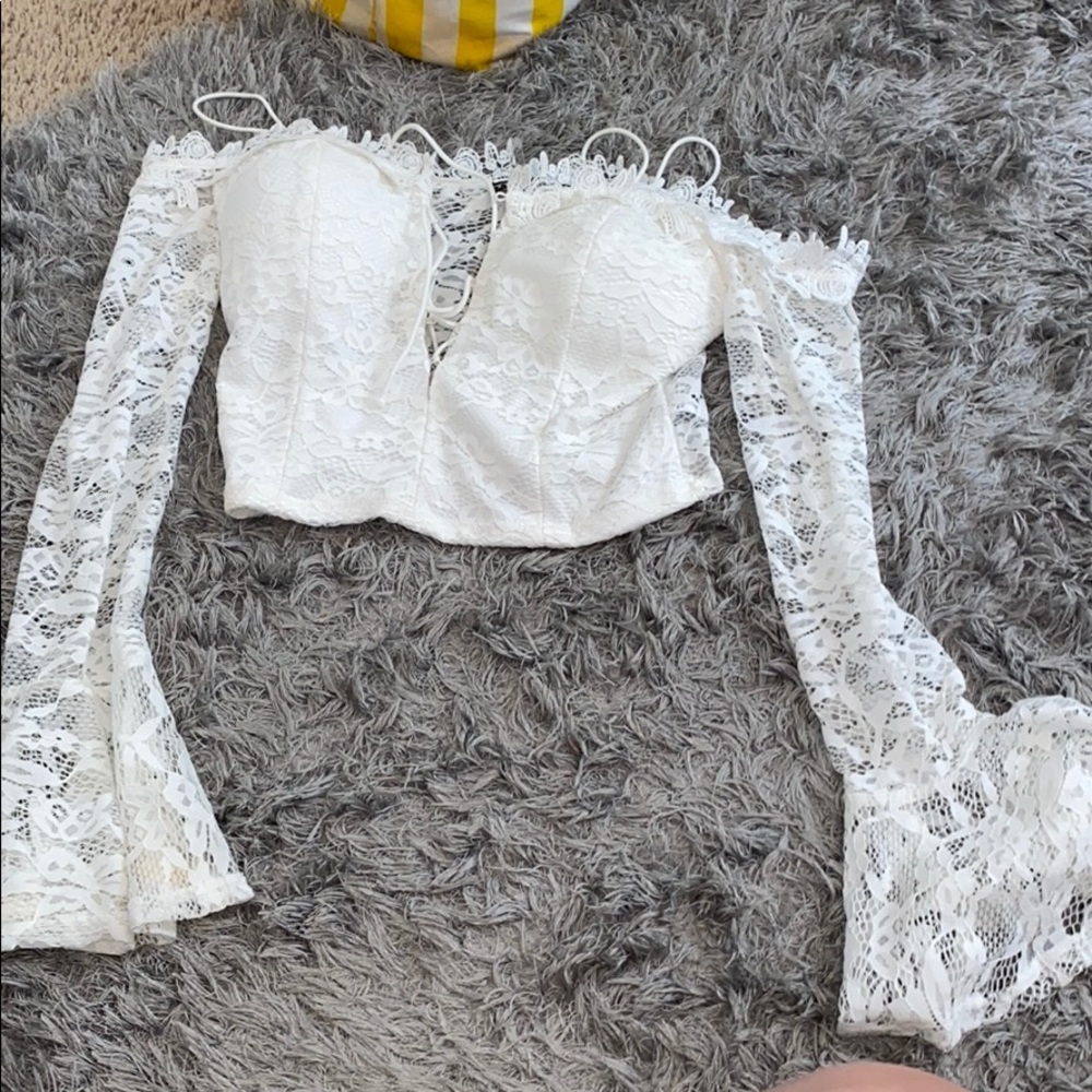 Cropped white corset top NWOT